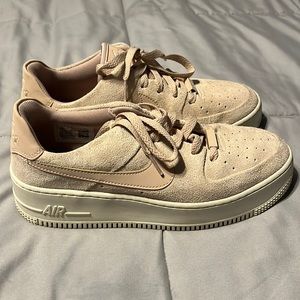 Blush Suede Platform Air Force Ones